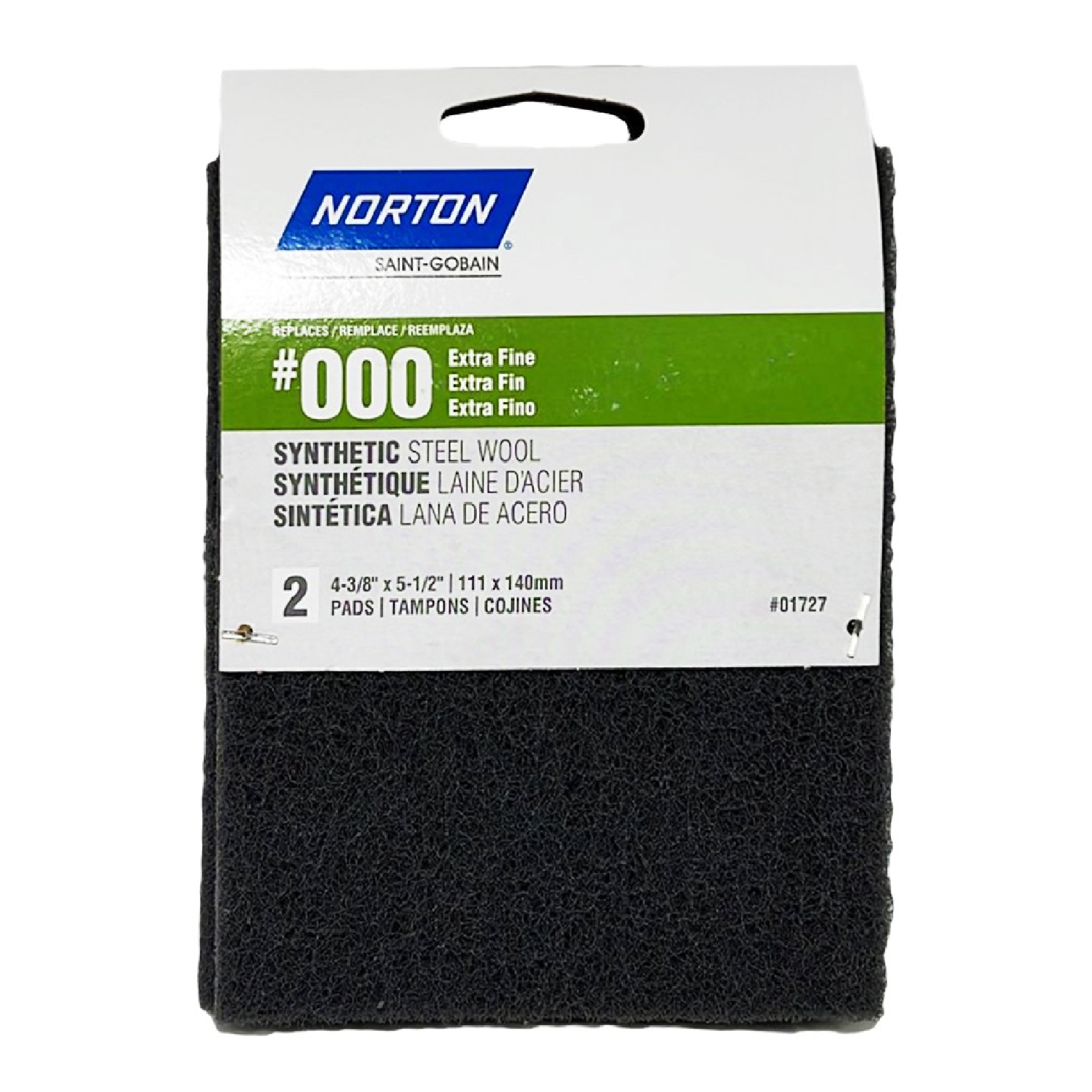 Norton Abrasives Synthetic '000' Gray Extra Fine Steel Wool Pads 2PC/Pack 7660701727